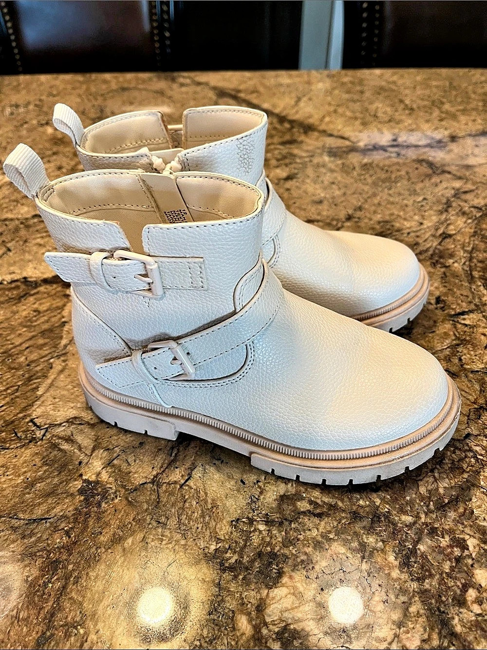White Buckle Ankle Boots